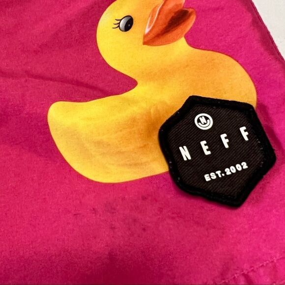 NEFF Ducky Mens Hot Tub Volley Shorts Board Short Rubber Duck Pink Size Small - Picture 13 of 15